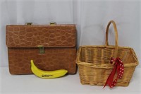 Vintage Briefcase and Basket
