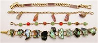 (4) Vintage Bracelets; Abalone Shells, Polished