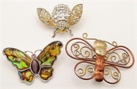 (3) Vintage Insect Brooches