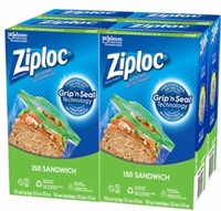 4-Pk / 150-Pc Ziploc Brand Sandwich Bags