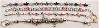 (4) Vintage Bracelets; Sanrio Hello Kitty Charm