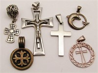 (6) Vintage Necklace Pendants; (4) Crosses,