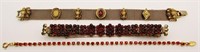 (3) Vintage Gold Tone/Red Rhinestone Bracelets
