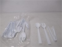 Lot of Plastic Tongs & Spoons, White