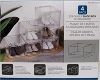Stackable Shoe Box - Organizer 4 Pack Shoe Rack