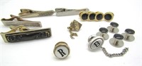 (4) TIE CLIPS( 3) TIE PINS (8) DRESS BUTTONS MENS