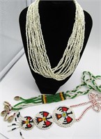 (3) MICRO SEED BEAD NECKLACES (1) VINTAGE