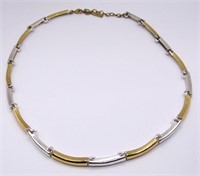 NAPIER SILVER & GOLD TONE LINK SIGNED NECKLACE. AD