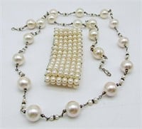 FAUX PEARL NECKLACE AND BRACELET