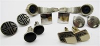 (6) SILVER TONE MENS CUFF LINKS - VINTAGE to NOW