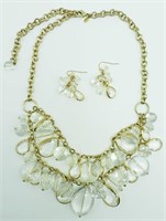CLEAR STONE FESTOON NECKLACE AND MATCHING EARRINGS