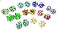 (9) VINTAGE COLORFUL BEADED CLIP-ON EARRING