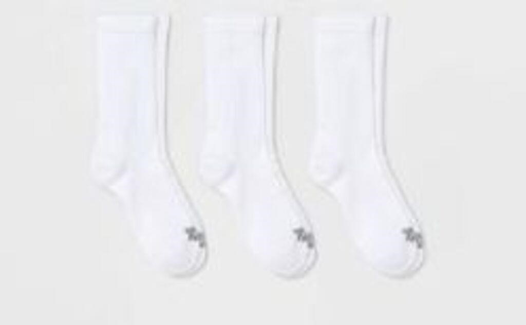 3-Pk All in Motion Kid's LG Crew Socks, White