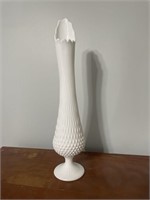 Huge mid century Fenton hobnail glass vase 20”