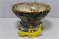 c. 1900 Hand-Painted T&V Limoges Punch Bowl