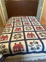 Hand quilted school house quilt