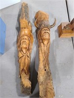 2 LOG CARVED WOOD SCULPTURES BY WILLIAM MORIN