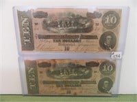 (2) Feb. 17th 1864 Series $10 Confederate States