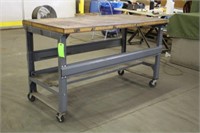 Steel Framed Shop Table on Casters Approx 30" x 60