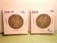 1902-S/1903 Barber Half Dollars VG