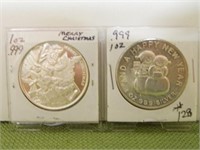 (2) 1oz .999 Silver Rounds “Merry