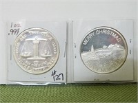 (2) 1oz .999 Silver Rounds “Merry