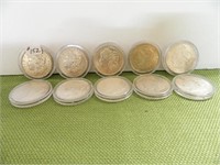 (10) 1921 Morgan Dollars (All AU-58)