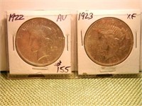 1922/1923 Peace Dollars (AU/XF)