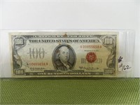1966A Series $100 US “RED SEAL” NOTE (VF)