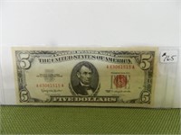 1963 Series $5 FED RES “RED SEAL” NOTE - XF Crisp