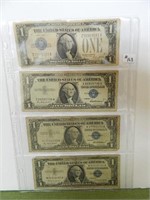 (4) $1 Silver Certificates (1) 1928A Series