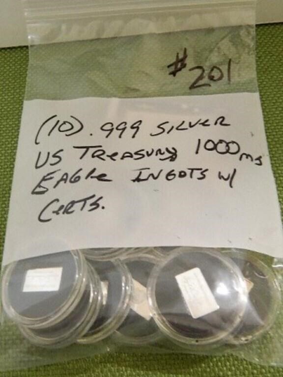(10) .999 Silver US Treasury 1000mg