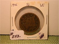 1846 Small Date Large Cent – VG