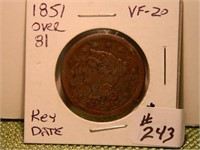1851/81 Large Cent VF – Key Date