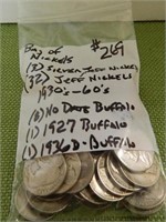Bag of Assorted Nickels, (3) Silver War