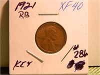 1921 Lincoln Wheat Cent XF-40 (Key Date)