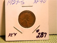 1927-S Lincoln Wheat Cent XF-40 (Key Date)