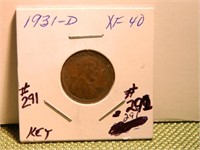 1931-D Lincoln Wheat Cent XF-40 (Key Date)