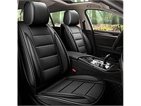 Universal Leather Car Seat Covers Full Set - BLACK