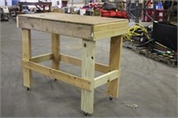 Handmade Work Bench on Casters Approx 4ft x 2ft x