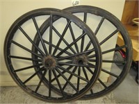 Pair of Wood Wagon Wheels