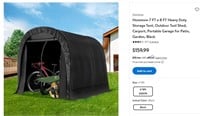 B3918 7 FT x 8 FT Heavy Duty Storage Tent, Black