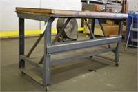 Steel Framed Shop Table on Casters Approx 30" x 60