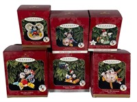 6 - Disney Hallmark Ornaments w/ Mickey Mouse +