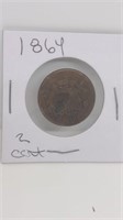 1864 2 Cent has damage shown in pic