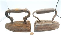 2 Antique Cast Iron Irons