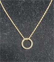 14kt Necklace w/ Round Pendant/Sapphire