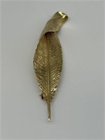 14KT Gold Feather Brooch.