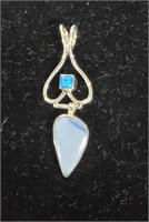 .925 Silver Owyhee Opal & Fire Opal Pendant