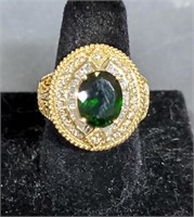 14kt Gold Natural Green Gem / Diamond ring